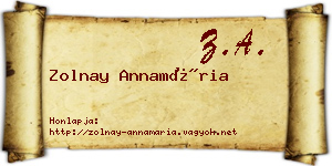 Zolnay Annamária névjegykártya